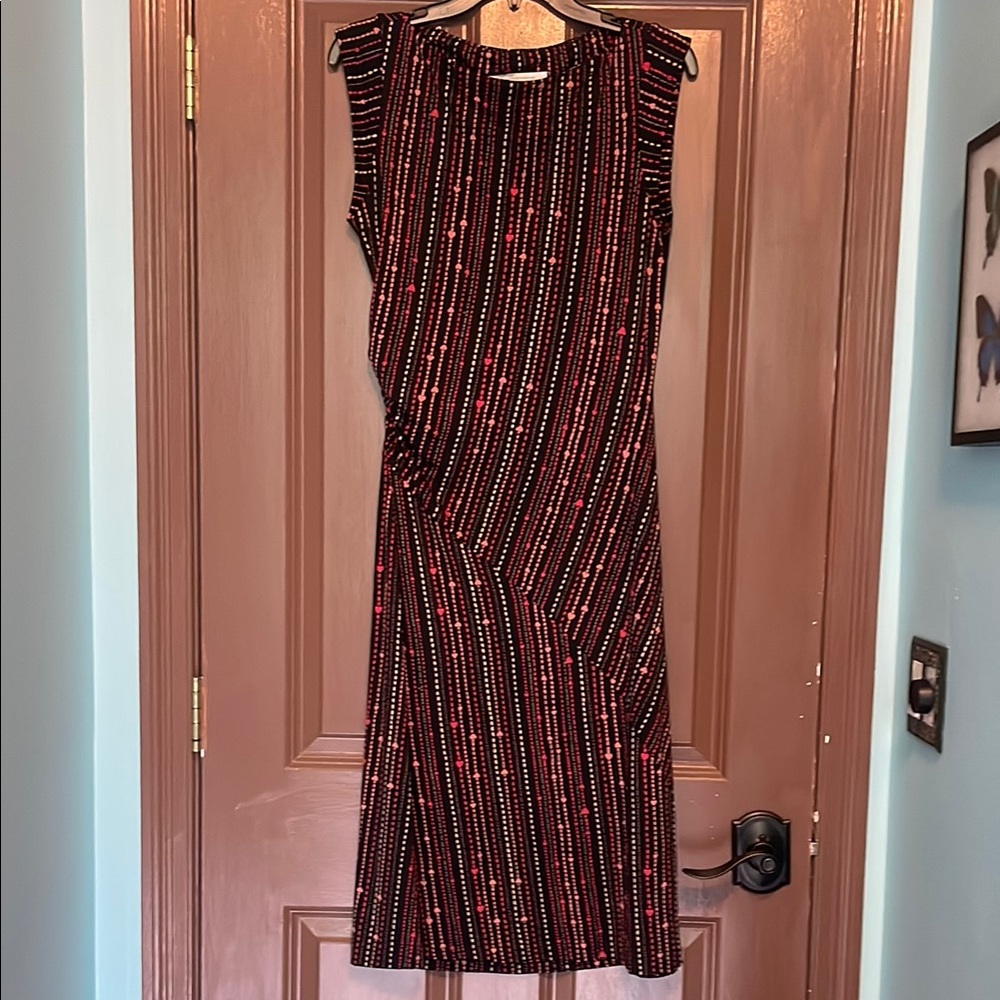 Diane Von Furstenberg Red and Black Sheath Midi Dress